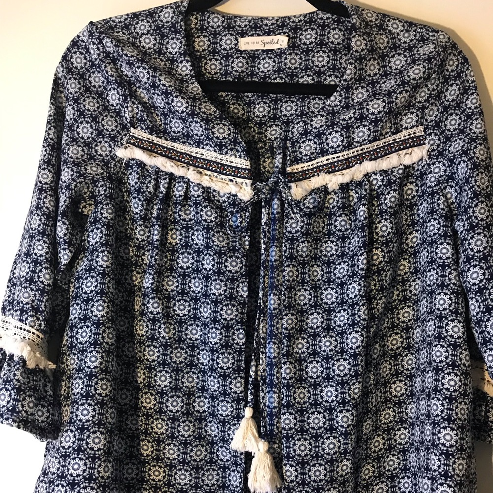 Navy and cream cardigan with frill details!!!
